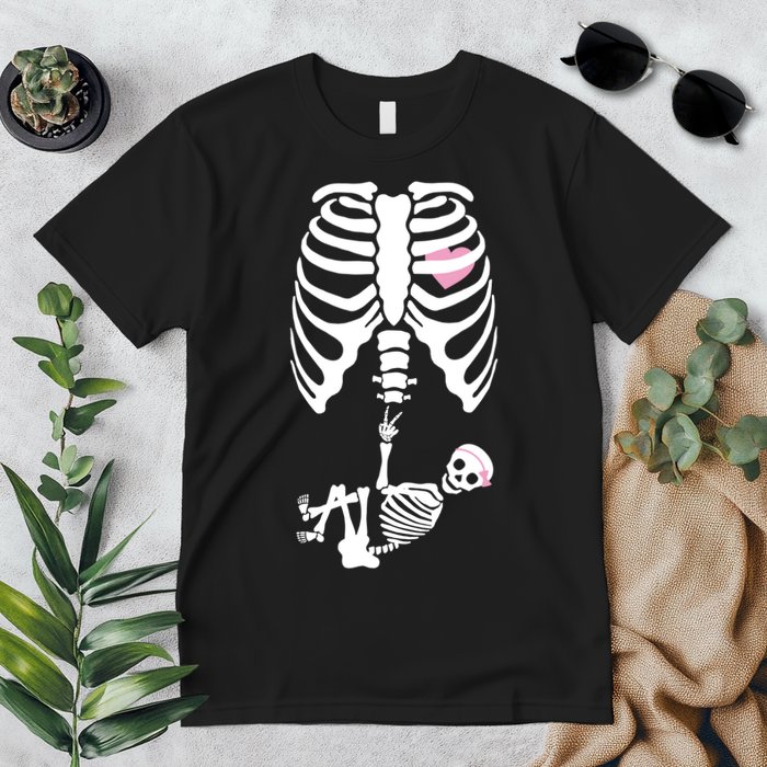Pregnant Skeleton Baby Girl Halloween Costume Premium T-Shirt