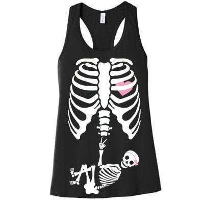 Pregnant Skeleton Baby Girl Halloween Costume Women's Racerback Tank