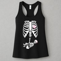 Pregnant Skeleton Baby Girl Halloween Costume Womens Tank Top
