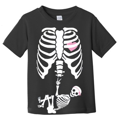 Pregnant Skeleton Baby Girl Halloween Costume Toddler T-Shirt