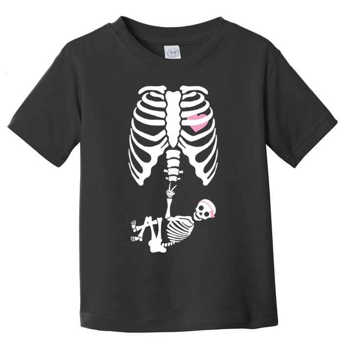 Pregnant Skeleton Baby Girl Halloween Costume Toddler T-Shirt