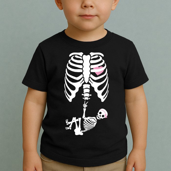 Pregnant Skeleton Baby Girl Halloween Costume Toddler T-Shirt