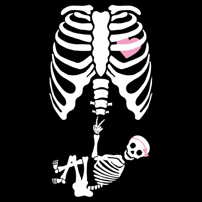 Pregnant Skeleton Baby Girl Halloween Costume Toddler T-Shirt