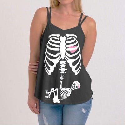 Pregnant Skeleton Baby Girl Halloween Costume Women's Strappy Tank