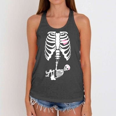 Pregnant Skeleton Baby Girl Halloween Costume Women's Knotted Racerback Tank