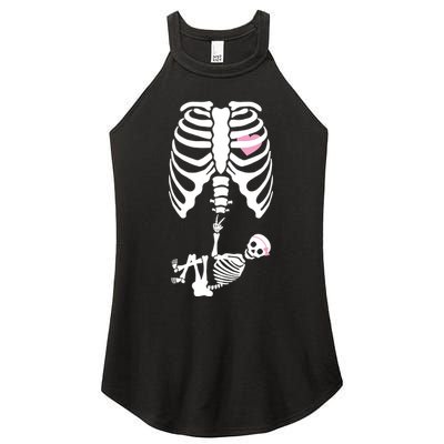 Pregnant Skeleton Baby Girl Halloween Costume Women's Perfect Tri Rocker Tank