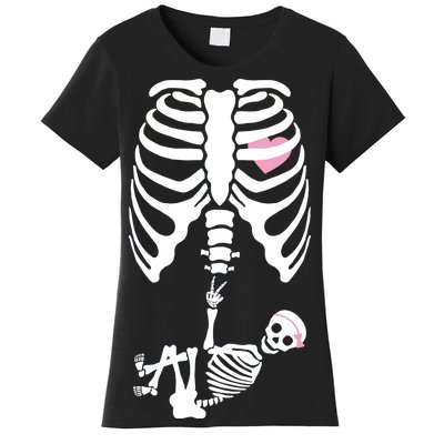 Pregnant Skeleton Baby Girl Halloween Costume Women's T-Shirt