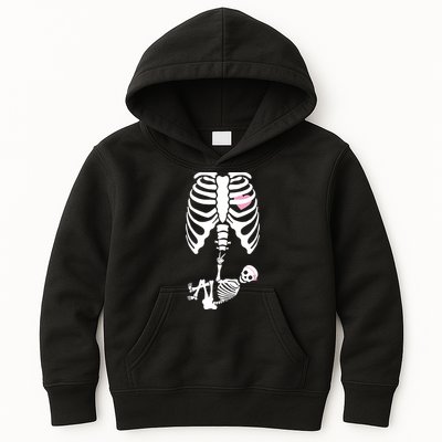 Pregnant Skeleton Baby Girl Halloween Costume Kids Hoodie
