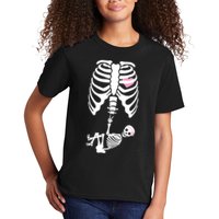 Pregnant Skeleton Baby Girl Halloween Costume Kids T-Shirt