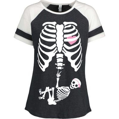 Pregnant Skeleton Baby Girl Halloween Costume Enza Ladies Jersey Colorblock Tee