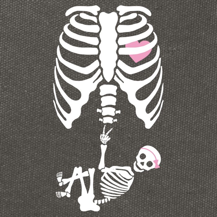 Pregnant Skeleton Baby Girl Halloween Costume Cotton Canvas Backpack