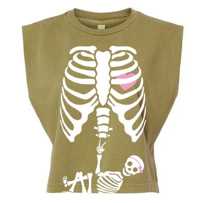 Pregnant Skeleton Baby Girl Halloween Costume Garment-Dyed Women's Muscle Tee