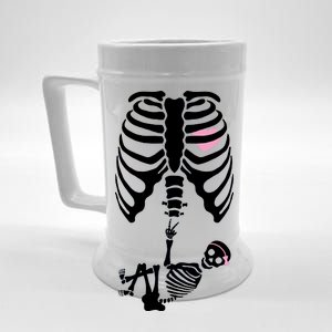 Pregnant Skeleton Baby Girl Halloween Costume Beer Stein