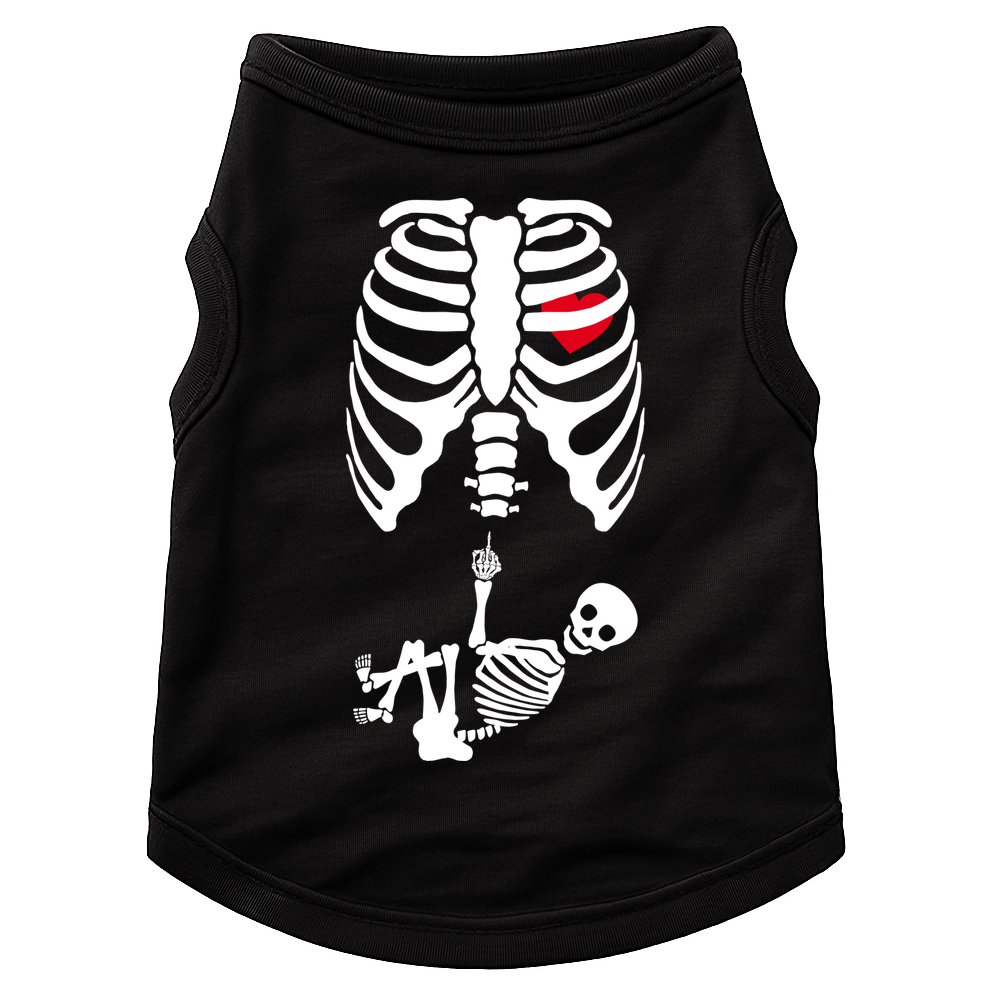 Pregnant Skeleton Baby Middle Finger Costume Doggie Tank
