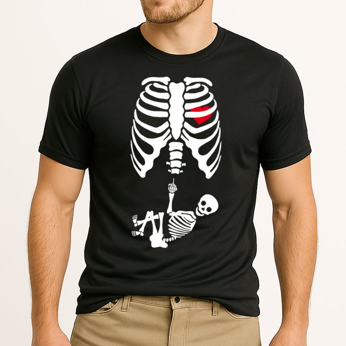 Pregnant Skeleton Baby Middle Finger Costume Cooling Performance Crew T-Shirt