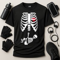Pregnant Skeleton Baby Middle Finger Costume Cooling Performance Crew T-Shirt