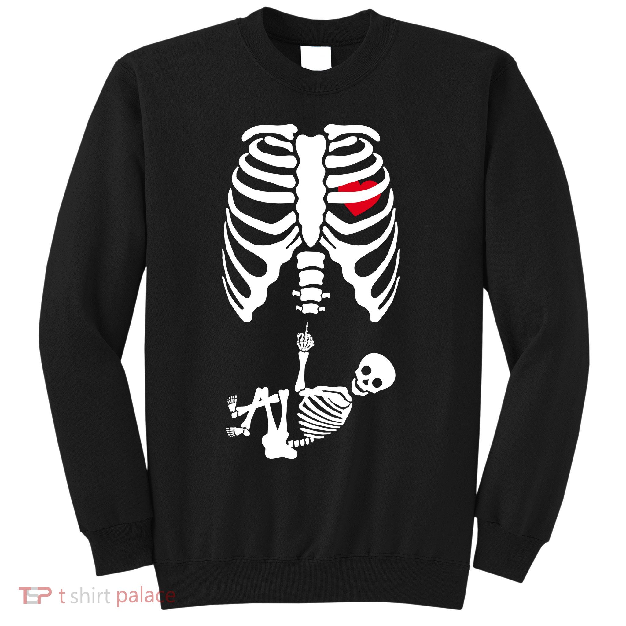 Pregnant Skeleton Baby Middle Finger Costume Sweatshirt
