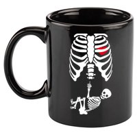 Pregnant Skeleton Baby Middle Finger Costume 11oz C Handle Ceramic Mug