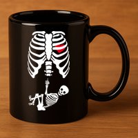 Pregnant Skeleton Baby Middle Finger Costume 11oz C Handle Ceramic Mug