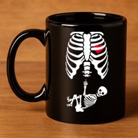Pregnant Skeleton Baby Middle Finger Costume 11oz C Handle Ceramic Mug