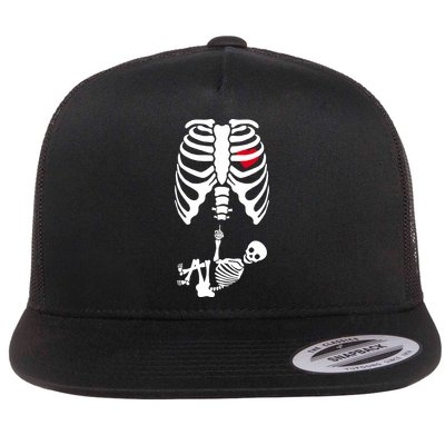 Pregnant Skeleton Baby Middle Finger Costume Flatbill Hat