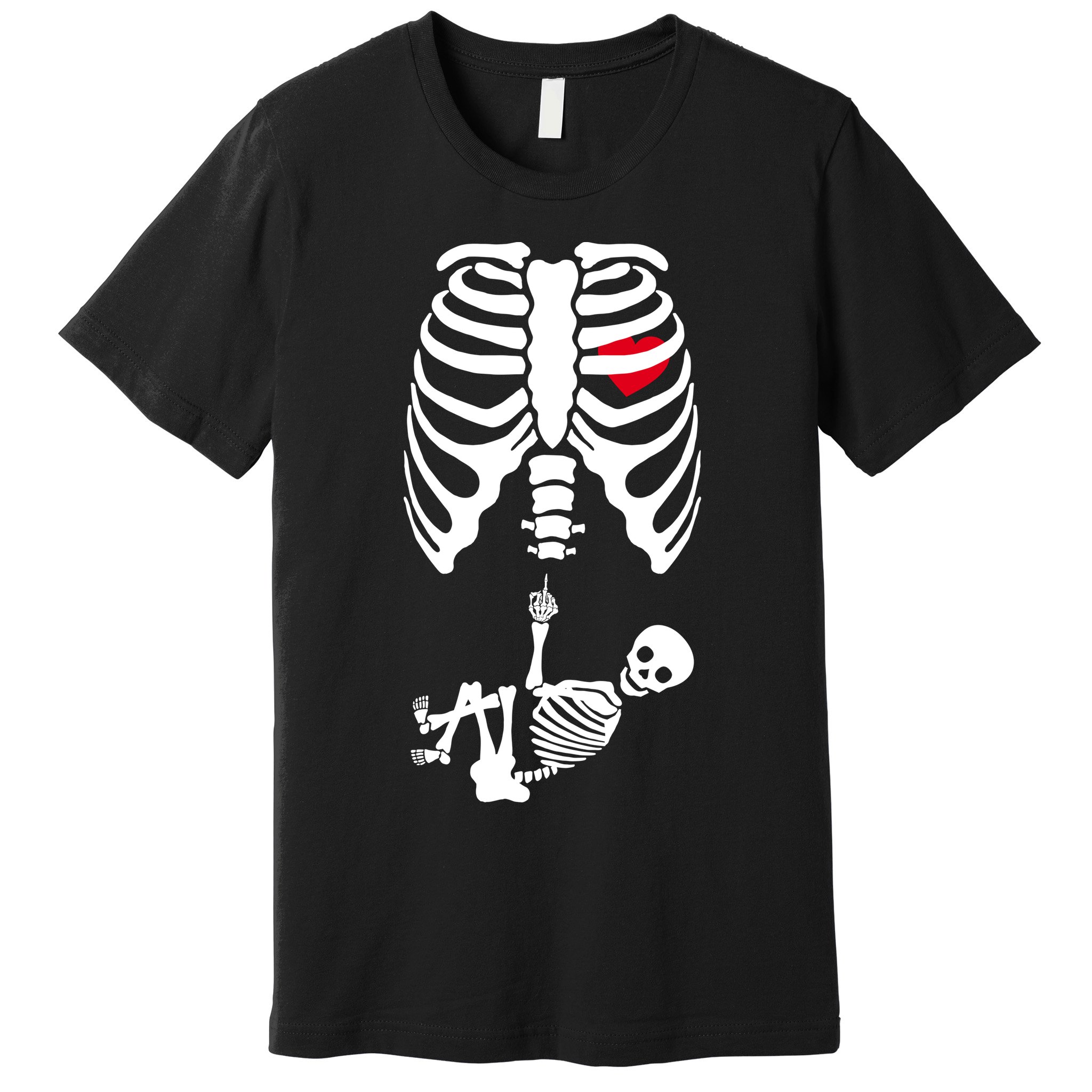 Pregnant Skeleton Baby Middle Finger Costume Premium T-Shirt