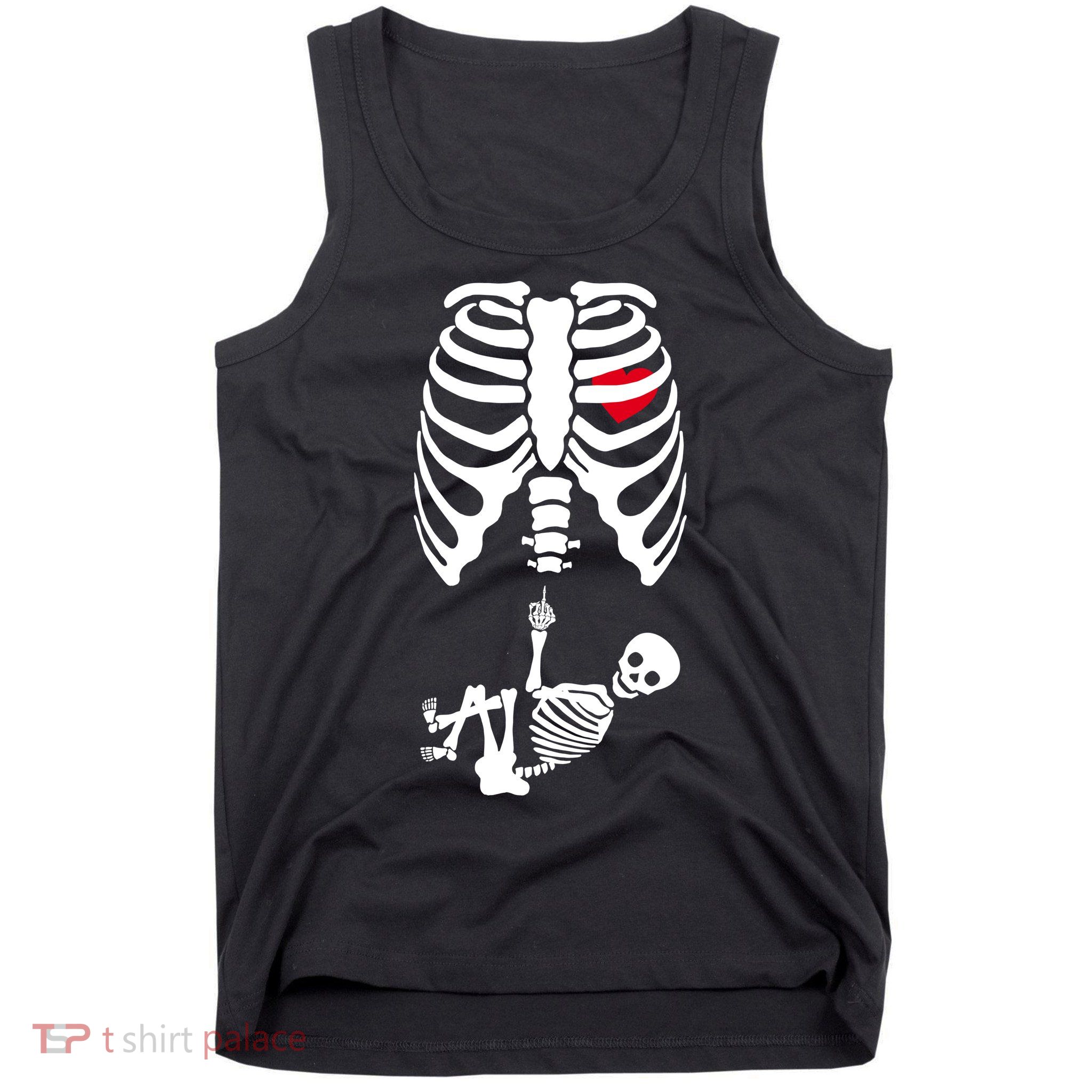 Pregnant Skeleton Baby Middle Finger Costume Tank Top