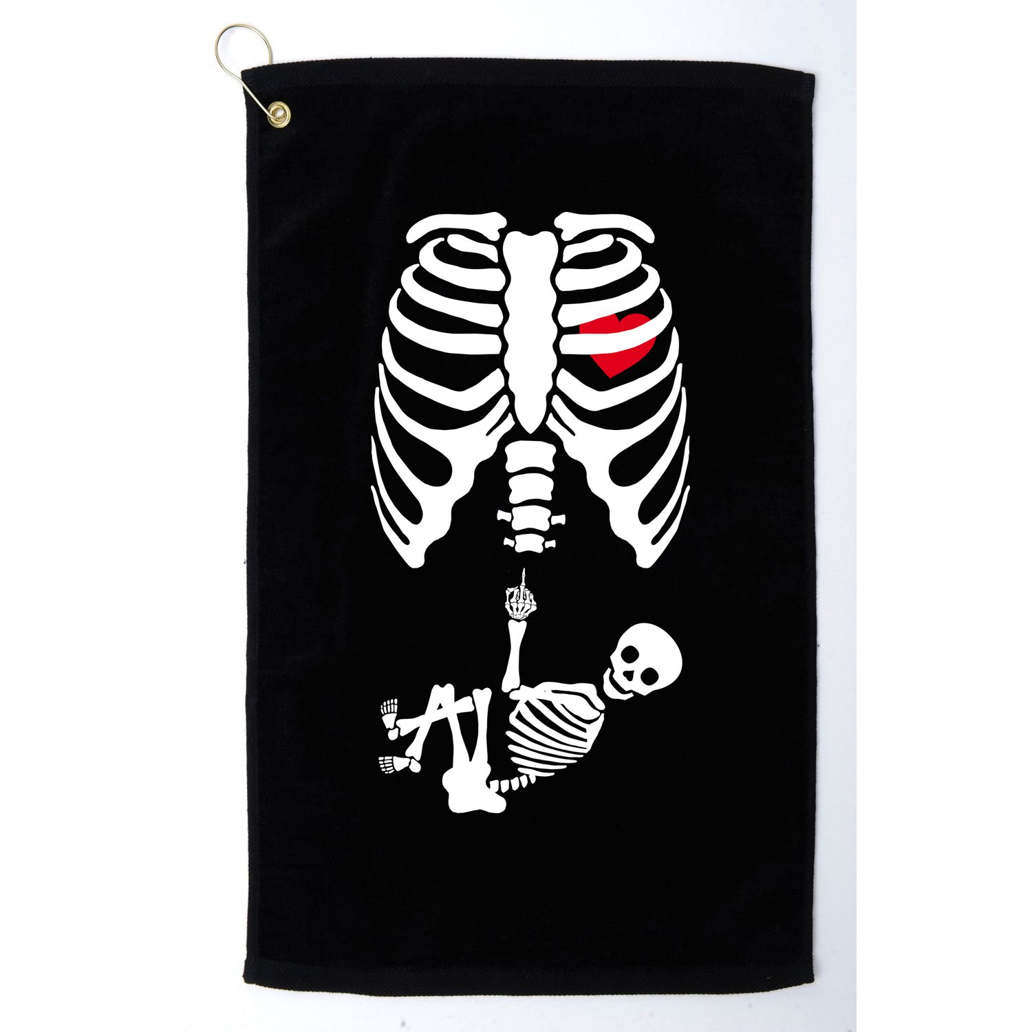 Pregnant Skeleton Baby Middle Finger Costume Golf Towel