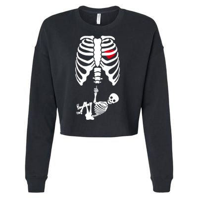 Pregnant Skeleton Baby Middle Finger Costume Cropped Pullover Crew