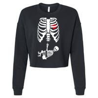 Pregnant Skeleton Baby Middle Finger Costume Cropped Pullover Crew
