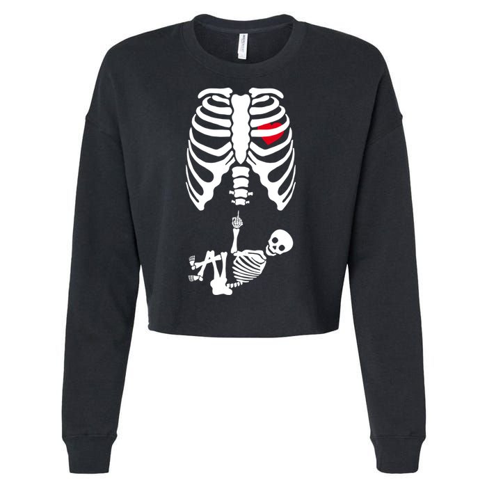 Pregnant Skeleton Baby Middle Finger Costume Cropped Pullover Crew