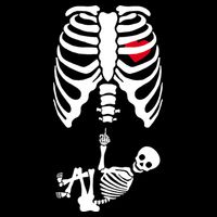 Pregnant Skeleton Baby Middle Finger Costume Cropped Pullover Crew