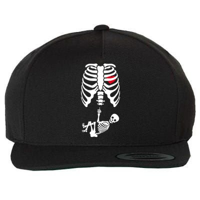 Pregnant Skeleton Baby Middle Finger Costume Wool Snapback Cap