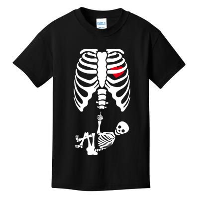 Pregnant Skeleton Baby Middle Finger Costume Kids T-Shirt