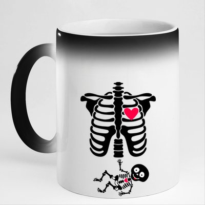 Pregnant Skeleton Ribcage with Baby Costume 11oz Black Color Changing Mug