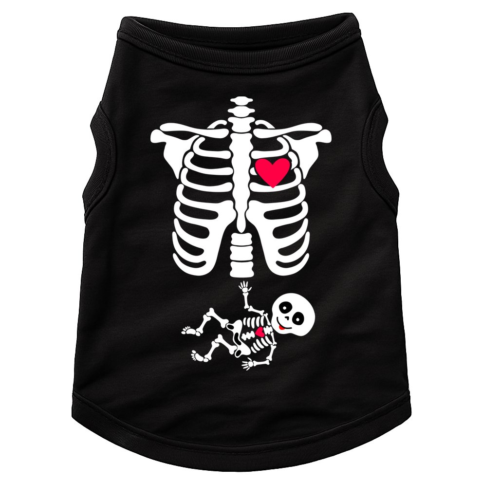 Pregnant Skeleton Ribcage with Baby Costume Doggie Tank