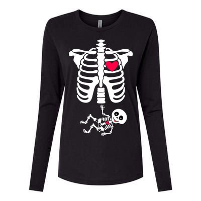 Pregnant Skeleton Ribcage with Baby Costume Womens Cotton Relaxed Long Sleeve T-Shirt