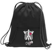 Pregnant Skeleton Ribcage with Baby Costume Sweatshirt Cinch Pack Bag