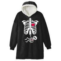 Pregnant Skeleton Ribcage with Baby Costume Hooded Wearable Blanket