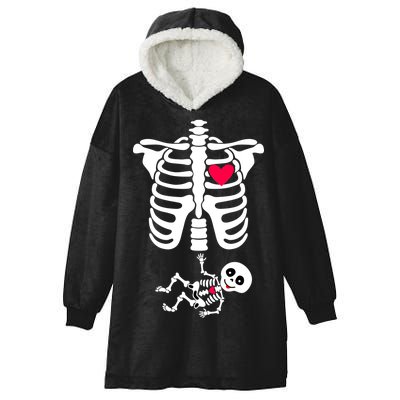 Pregnant Skeleton Ribcage with Baby Costume Hooded Wearable Blanket