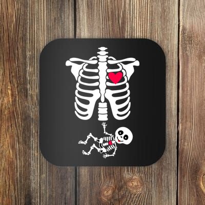 Pregnant Skeleton Ribcage with Baby Costume Coaster