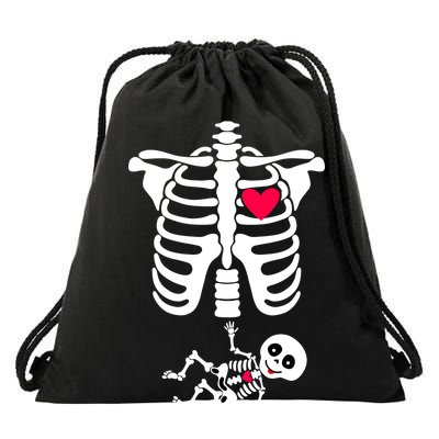 Pregnant Skeleton Ribcage with Baby Costume Drawstring Bag