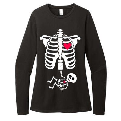 Pregnant Skeleton Ribcage with Baby Costume Womens CVC Long Sleeve Shirt