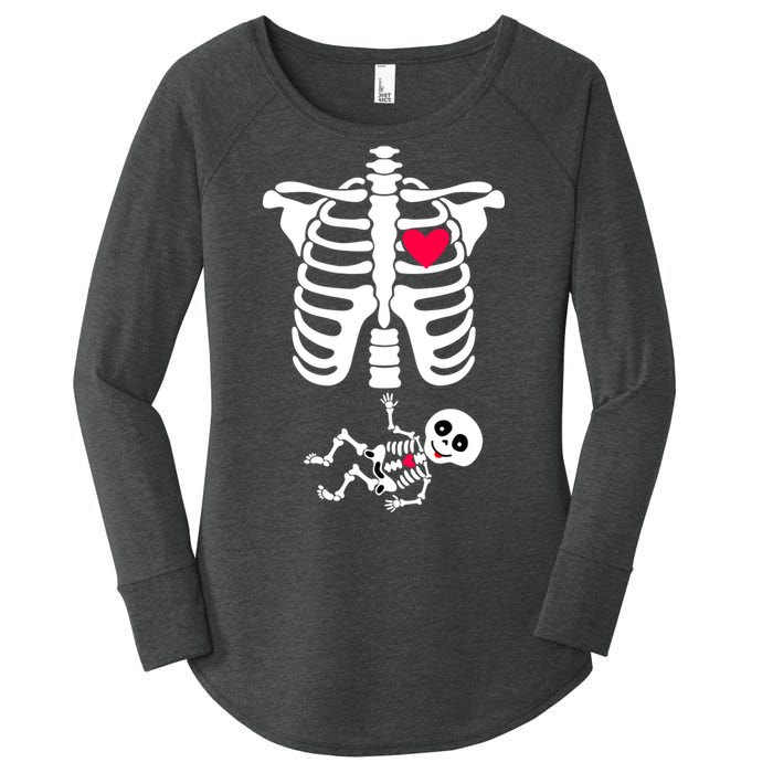 Pregnant Skeleton Ribcage with Baby Costume Women's Perfect Tri Tunic Long Sleeve Shirt