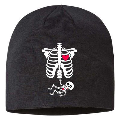 Pregnant Skeleton Ribcage with Baby Costume Sustainable Beanie