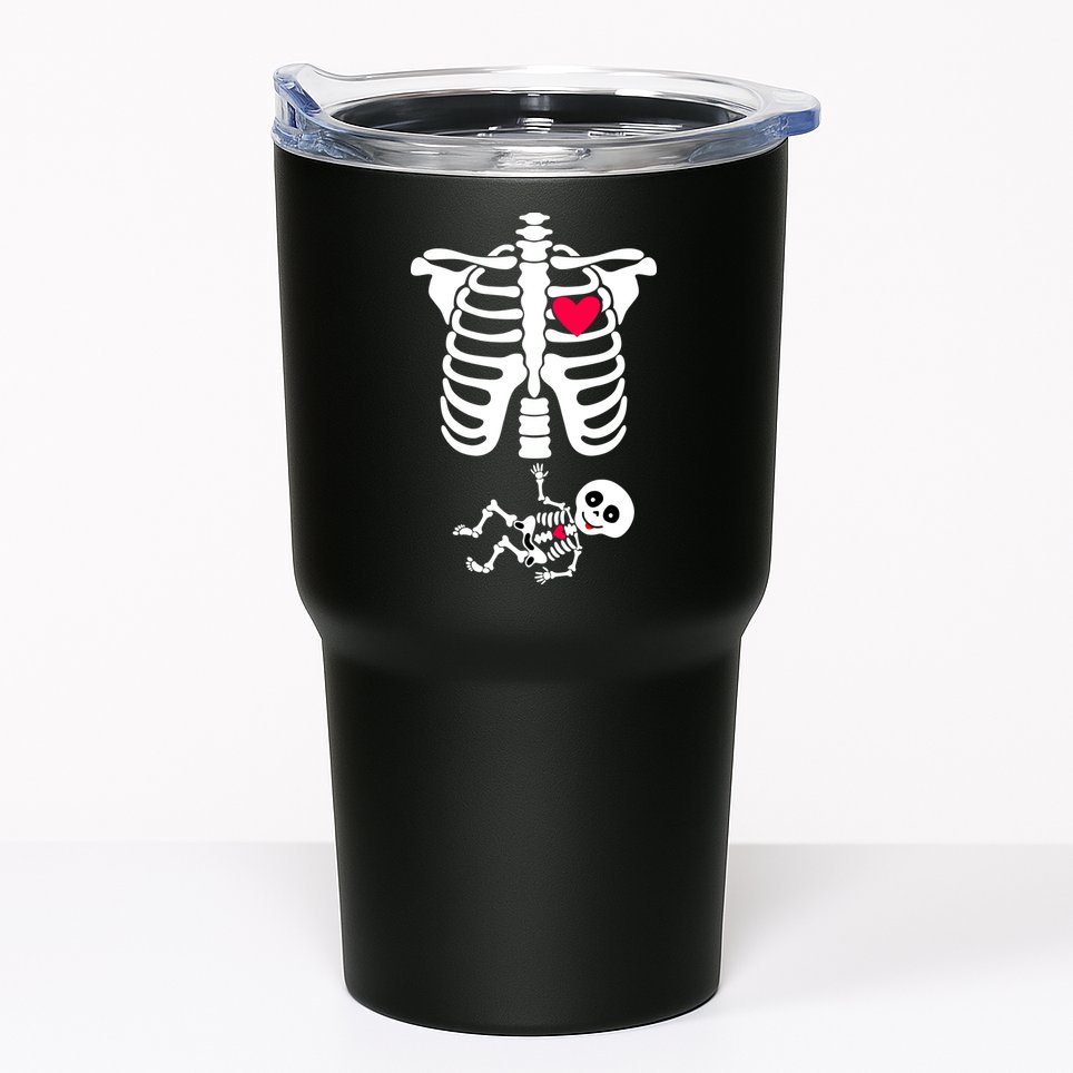Pregnant Skeleton Ribcage with Baby Costume Tumbler