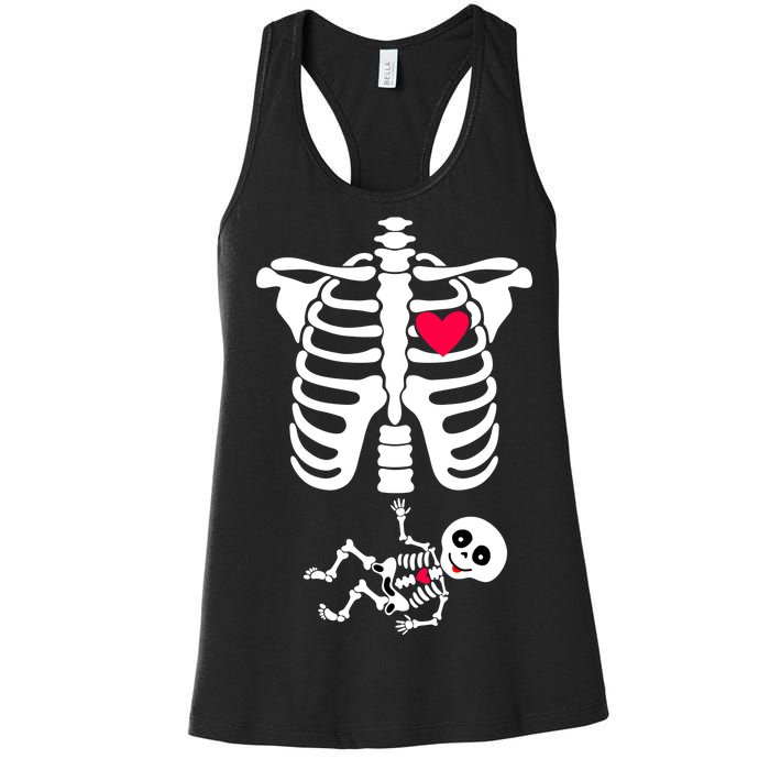 Pregnant Skeleton Ribcage with Baby Costume Women's Racerback Tank