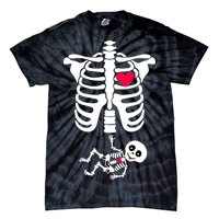 Pregnant Skeleton Ribcage with Baby Costume Tie-Dye T-Shirt