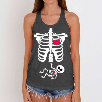 Pregnant Skeleton Ribcage with Baby Costume Women's Knotted Racerback Tank