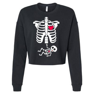 Pregnant Skeleton Ribcage with Baby Costume Cropped Pullover Crew